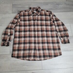 👕 Yiume Shirt Men's XXL Button Down Brown Plaid Light Flannel Cotton Outdoor👕